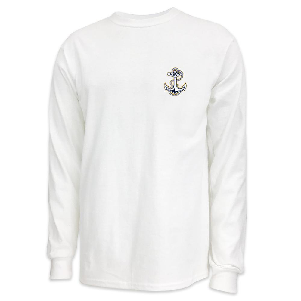 Navy Anchor Logo Long Sleeve T-Shirt