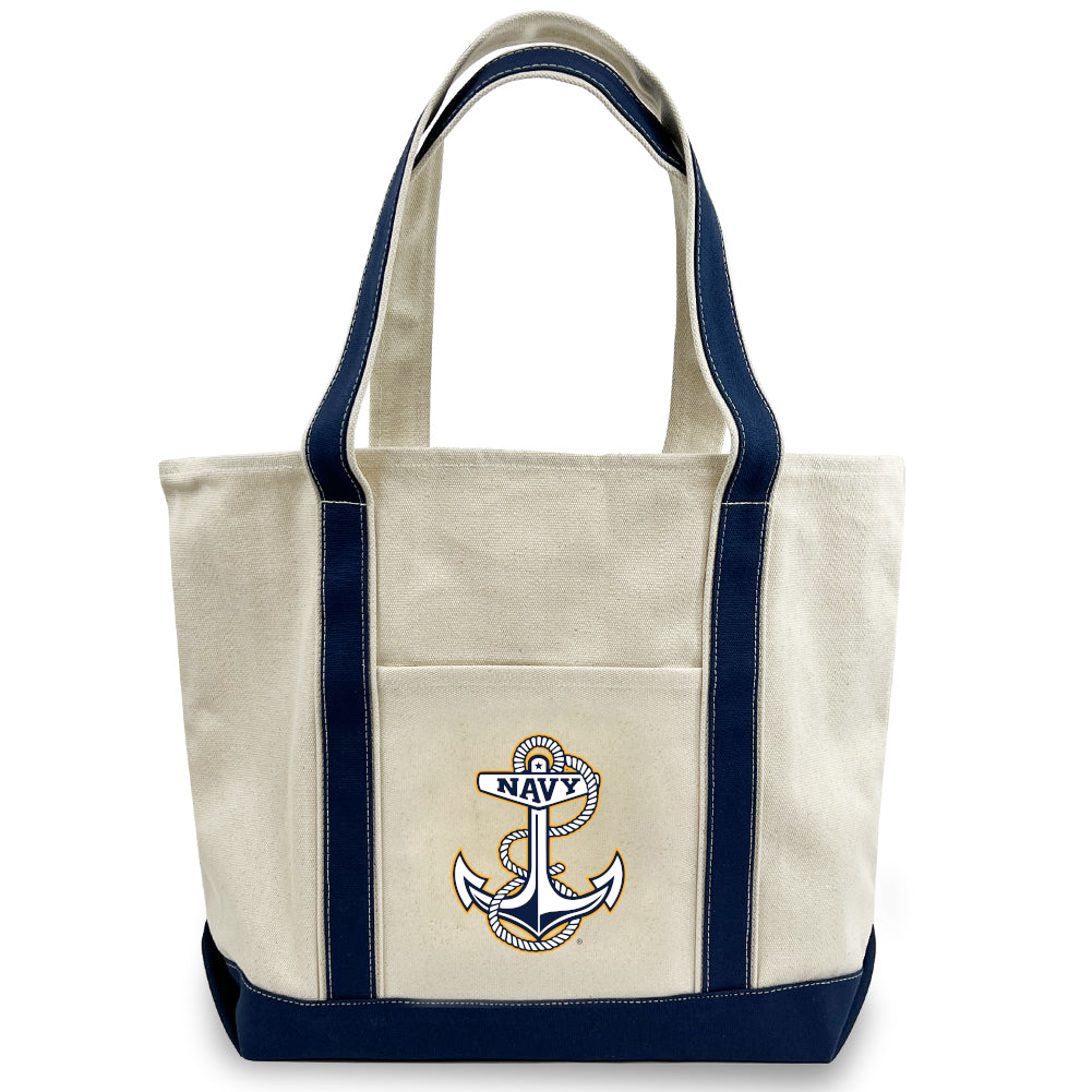 Navy Anchor Classic Natural Canvas Tote (Natural/Navy)