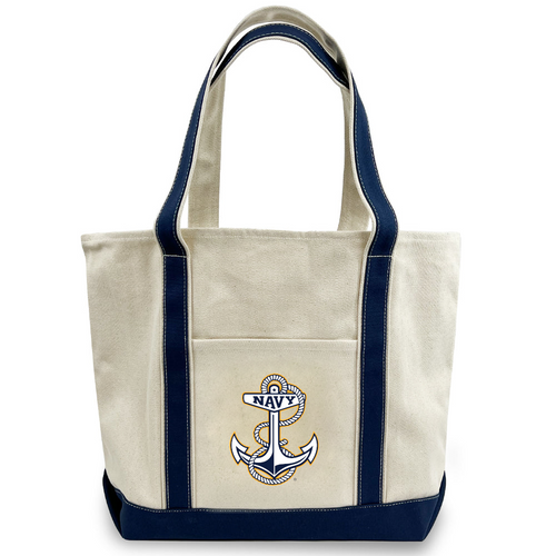 Navy Anchor Classic Natural Canvas Tote (Natural/Navy)