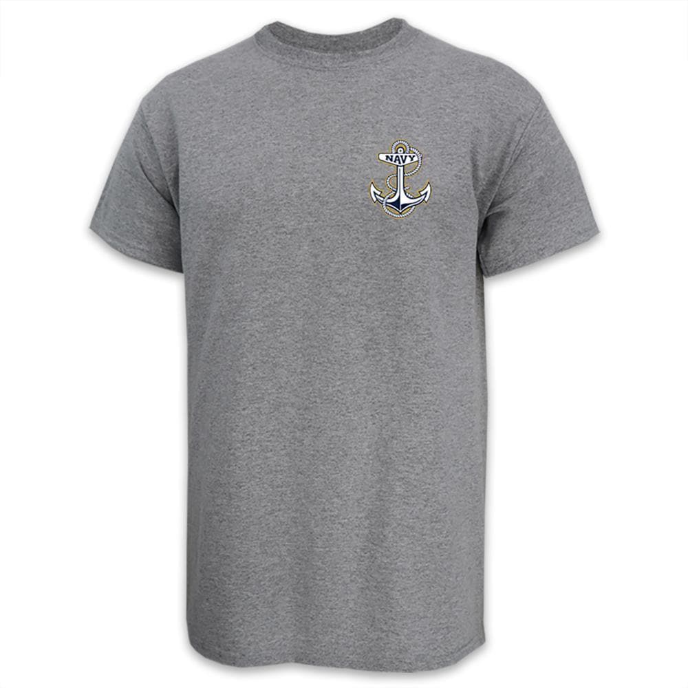 Navy Anchor Logo USA Made T-Shirt (Grey)