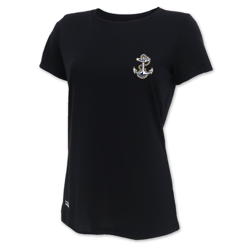 Navy Under Armour Ladies Tactical Tech T-Shirt (Black)