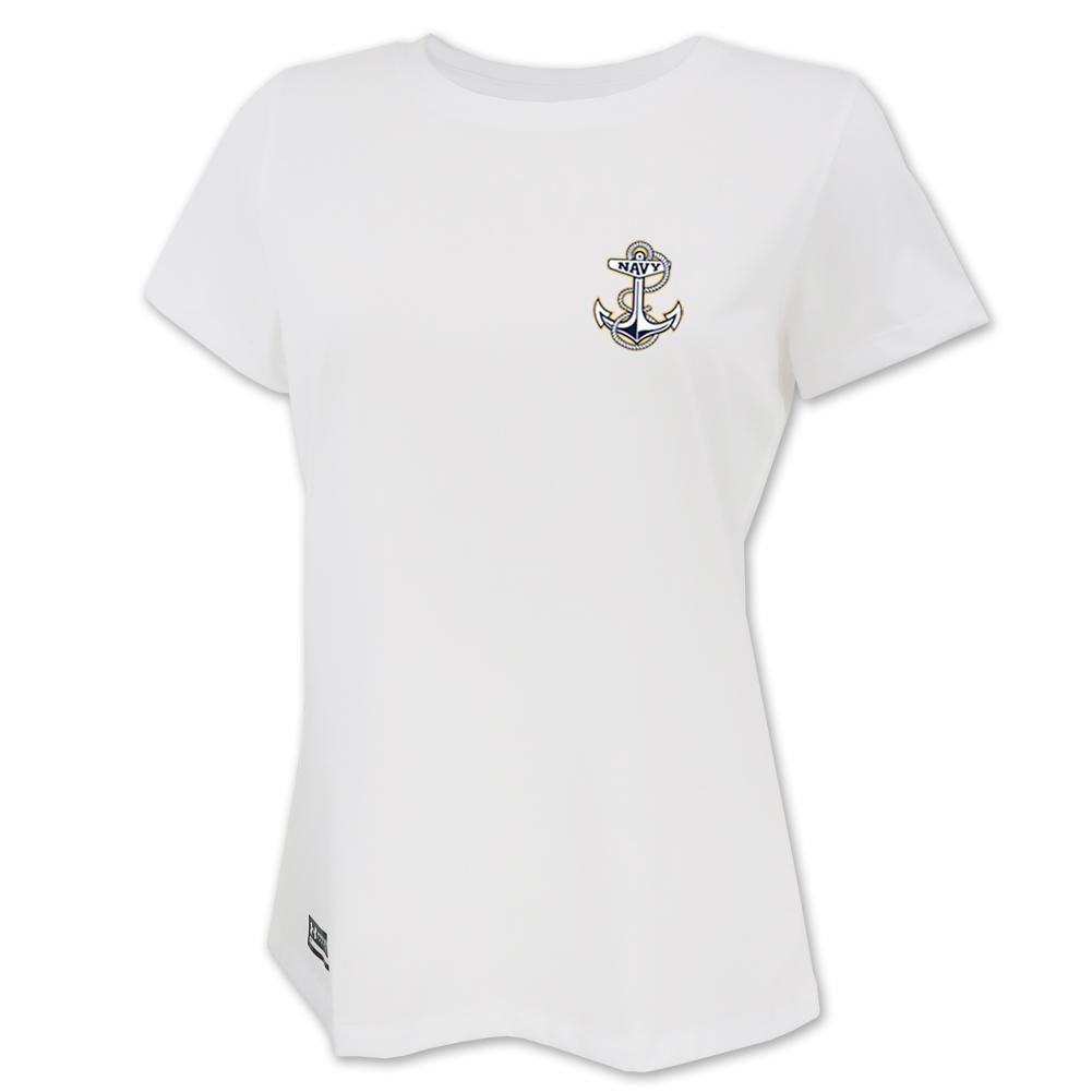 Navy Under Armour Ladies Tactical Tech T-Shirt (White)