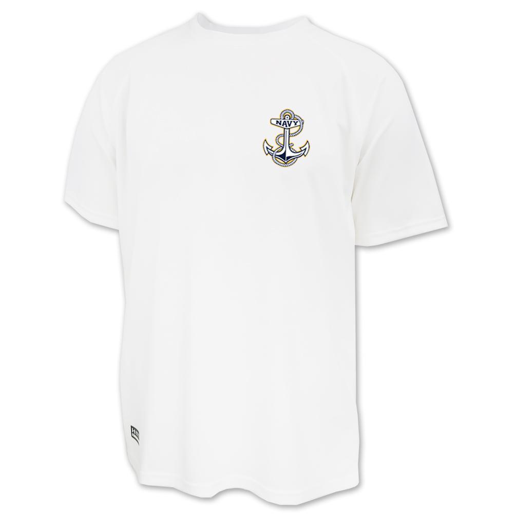 Navy Under Armour Mens Tactical Tech T-Shirt (White)