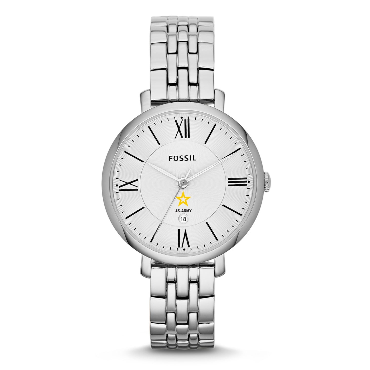 Army Star Ladies Fossil Roman Numerals Bracelet Watch (Silver)