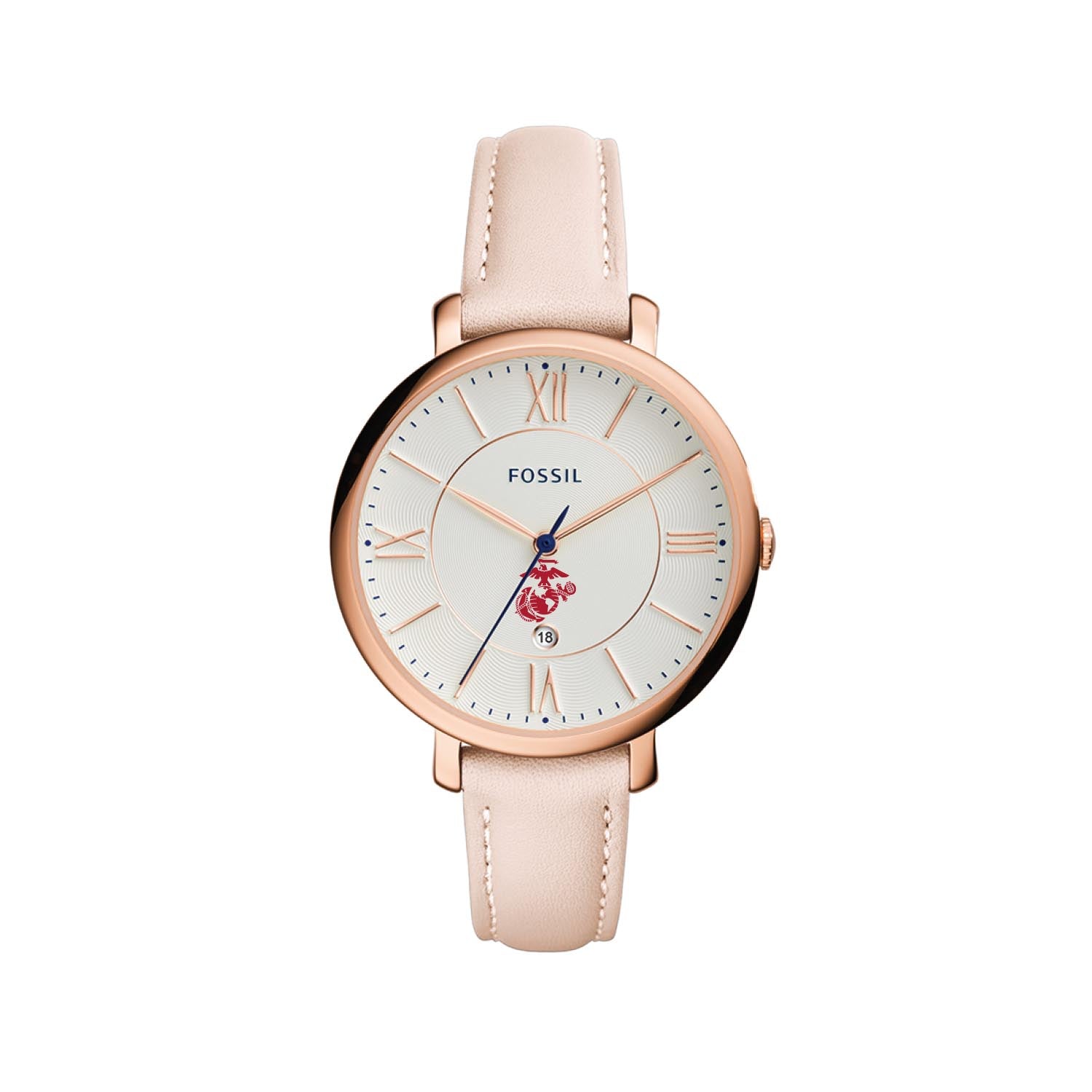 Marines EGA Ladies Fossil Blush Leather Strap Watch (Blush)