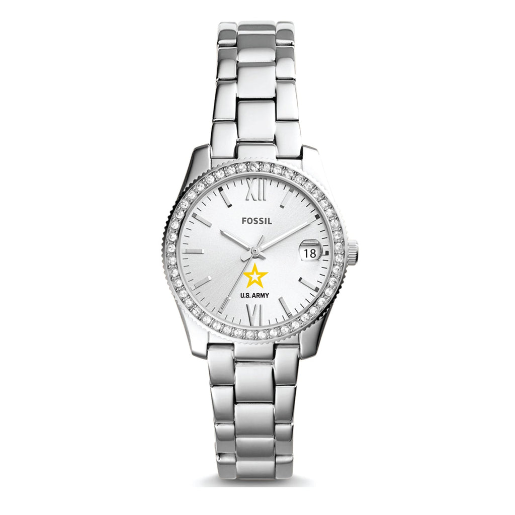 Army Star Ladies Fossil Stainless Steel Bracelet Strap Watch (Silver)