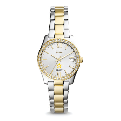 Army Star Ladies Fossil Two-Tone Steel Bracelet Strap Watch (Silver/Gold)