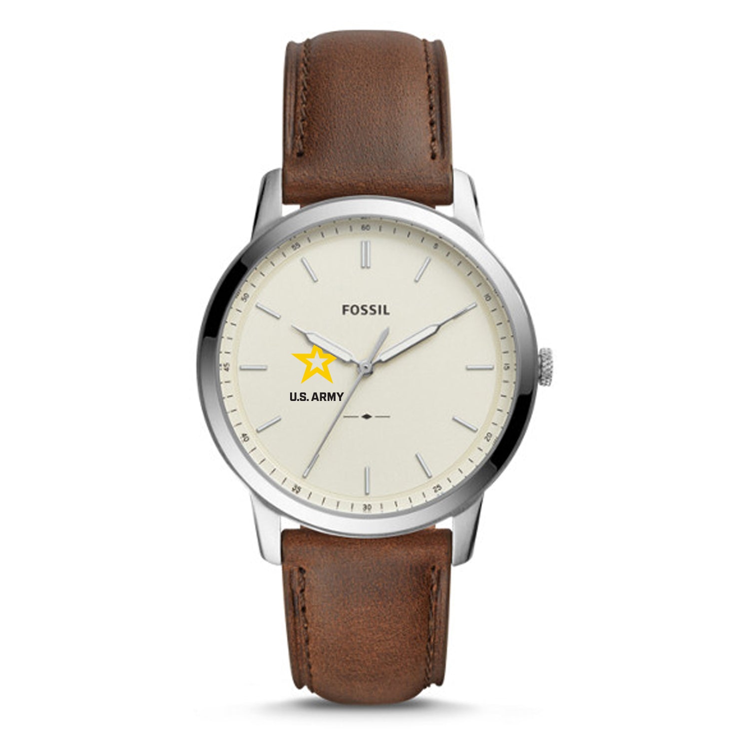 Army Star Men's Fossil Leather Strap Watch (Brown)