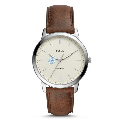 Coast Guard Men's Fossil Leather Strap Watch (Brown)