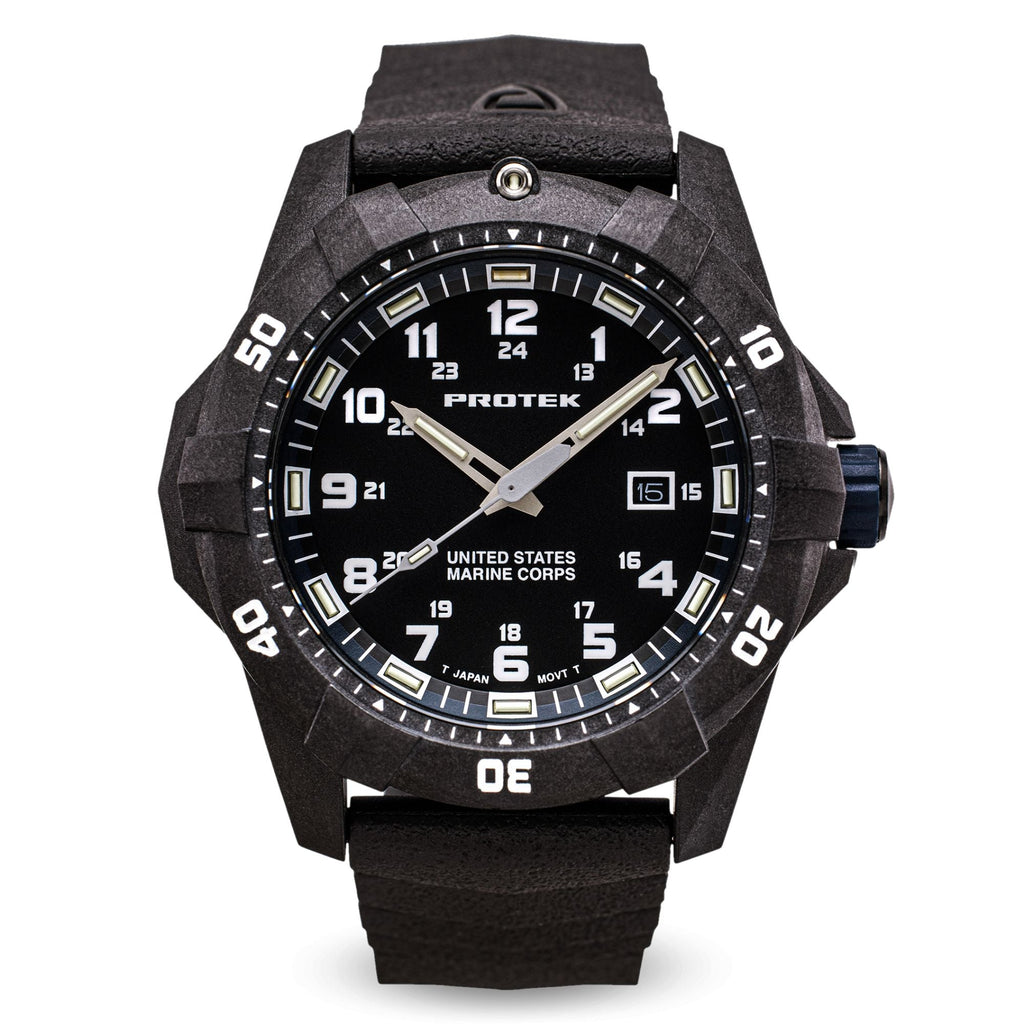 ProTek USMC Carbon Composite Dive Watch - Carbon/Black/Blue (Black Band)