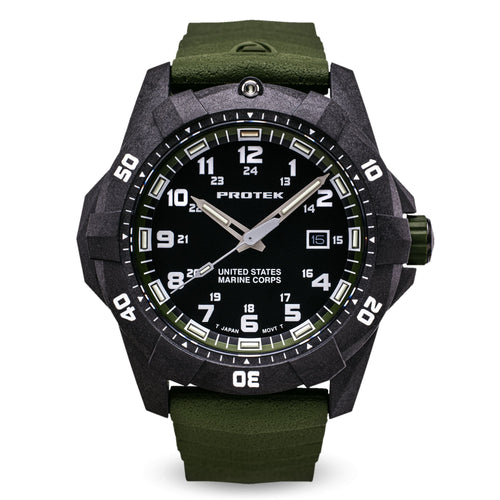 ProTek USMC Carbon Composite Dive Watch - Carbon/Black/Green (Green Band)