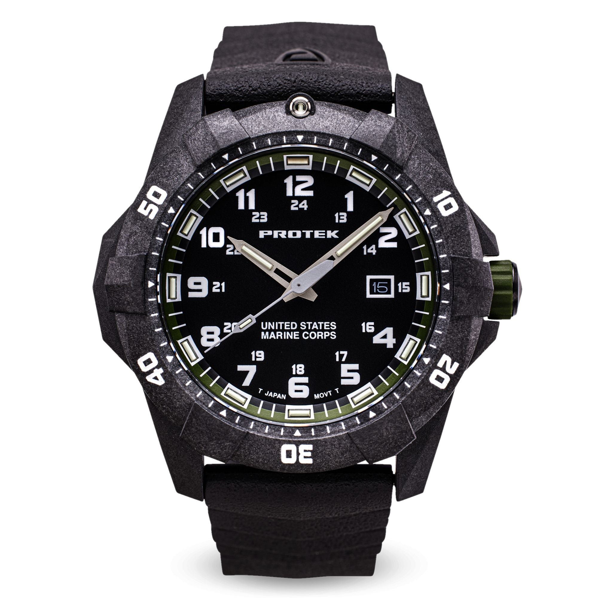 ProTek USMC Carbon Composite Dive Watch - Carbon/Black/Green (Black Band)