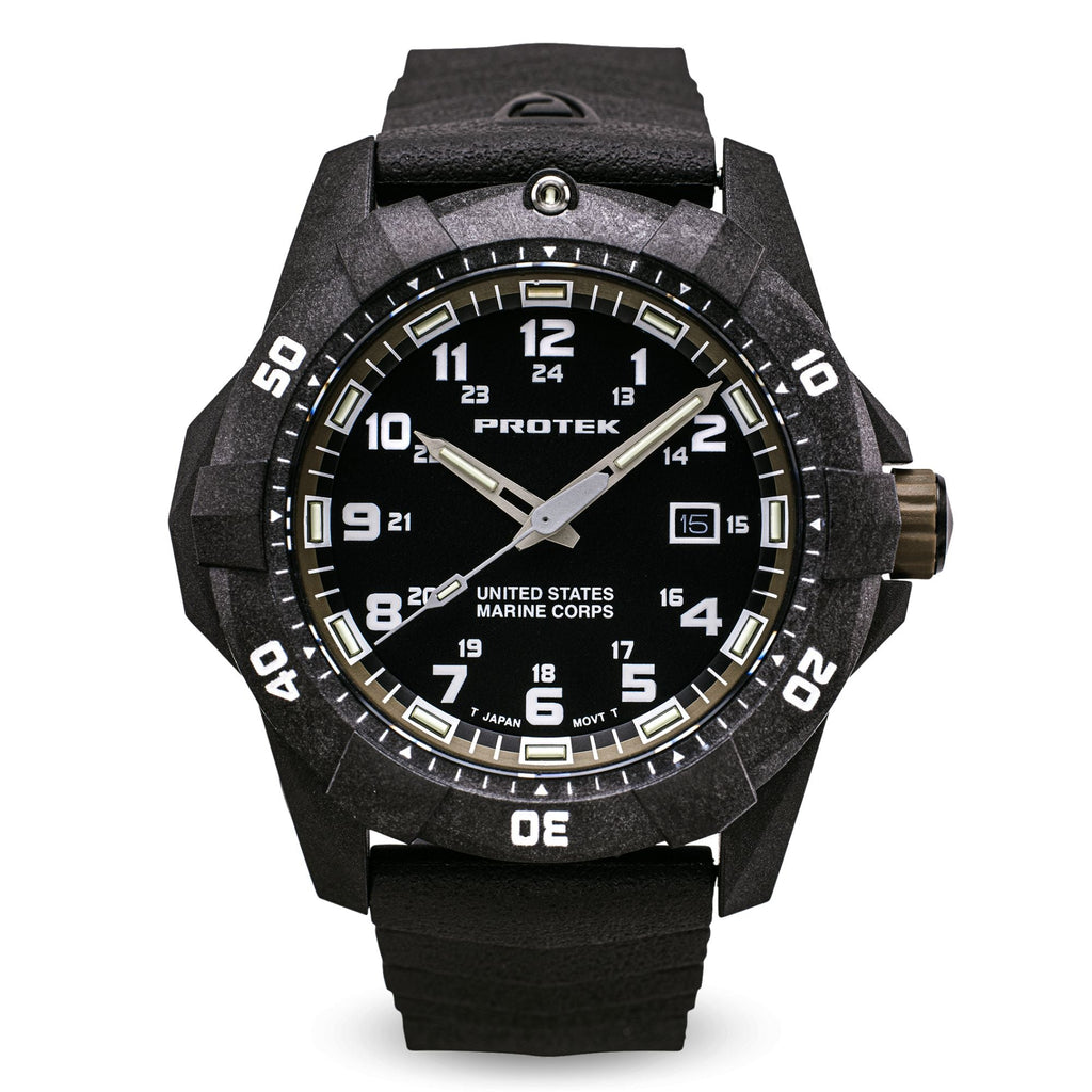 ProTek USMC Carbon Composite Dive Watch - Carbon/Black/Sand (Black Band)