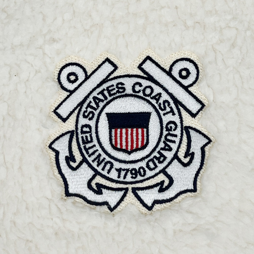 Coast Guard Seal Sherpa Blanket (Natural)