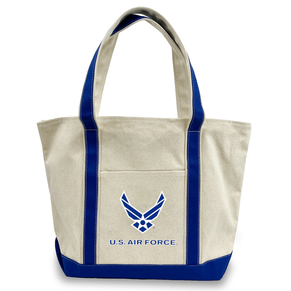 Air Force Wings Classic Natural Canvas Tote (Natural/Royal)