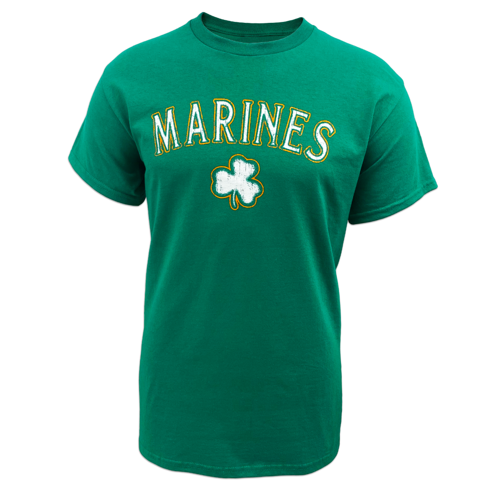 Marines Distressed Shamrock T-Shirt (Kelly Green)