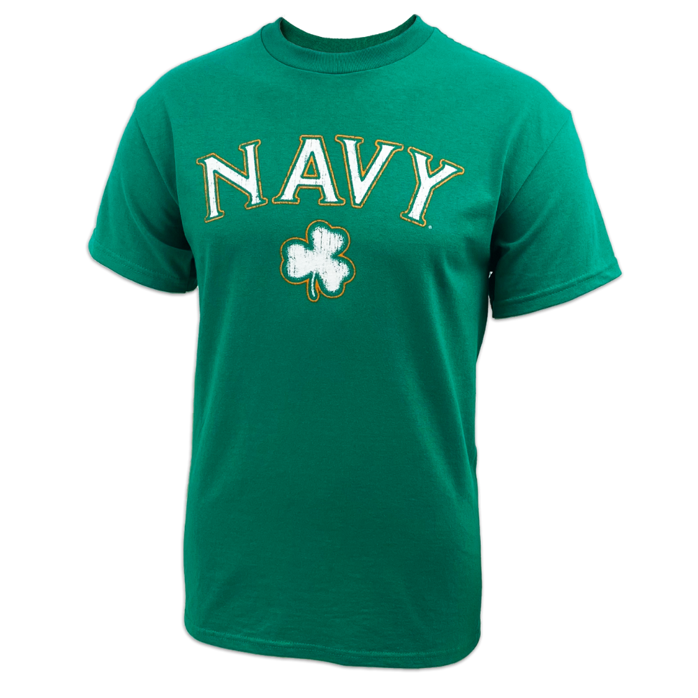 Navy Distressed Shamrock T-Shirt (Kelly Green)