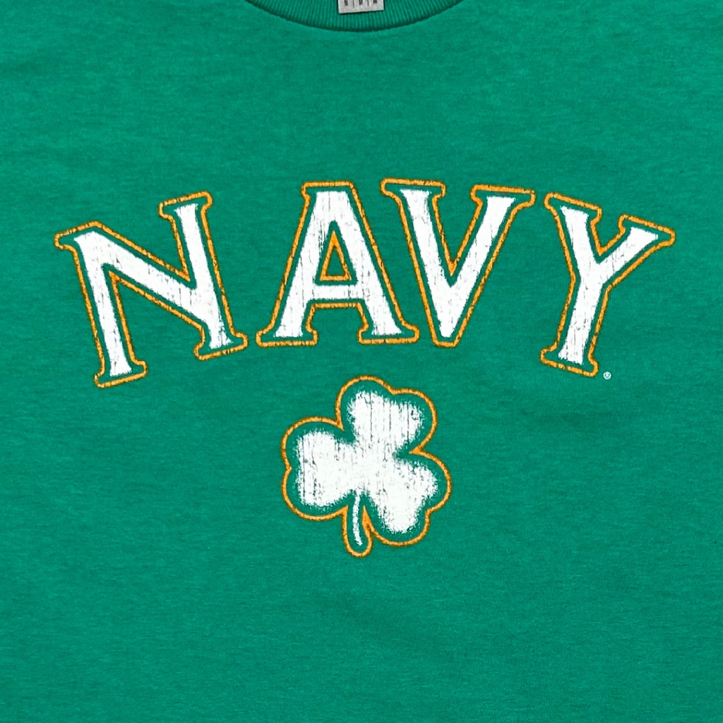 Navy Distressed Shamrock T-Shirt (Kelly Green)