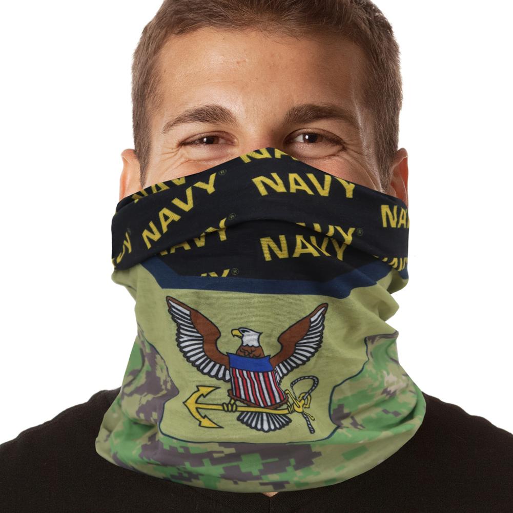 Navy Eagle Diagonal Stripe Seamless Tube Face Mask-Single or 3 Pack