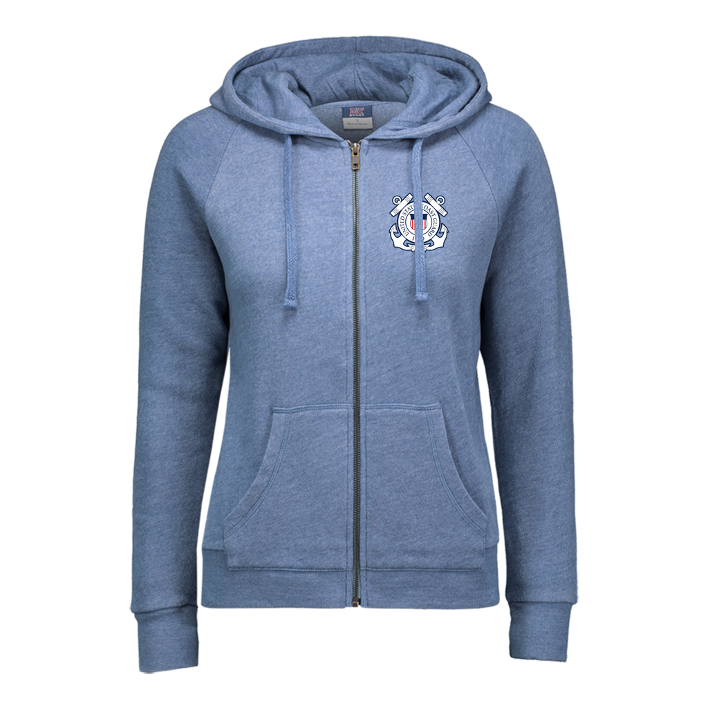 Coast Guard Seal Ladies Angel Fleece Full Zip Hoodie