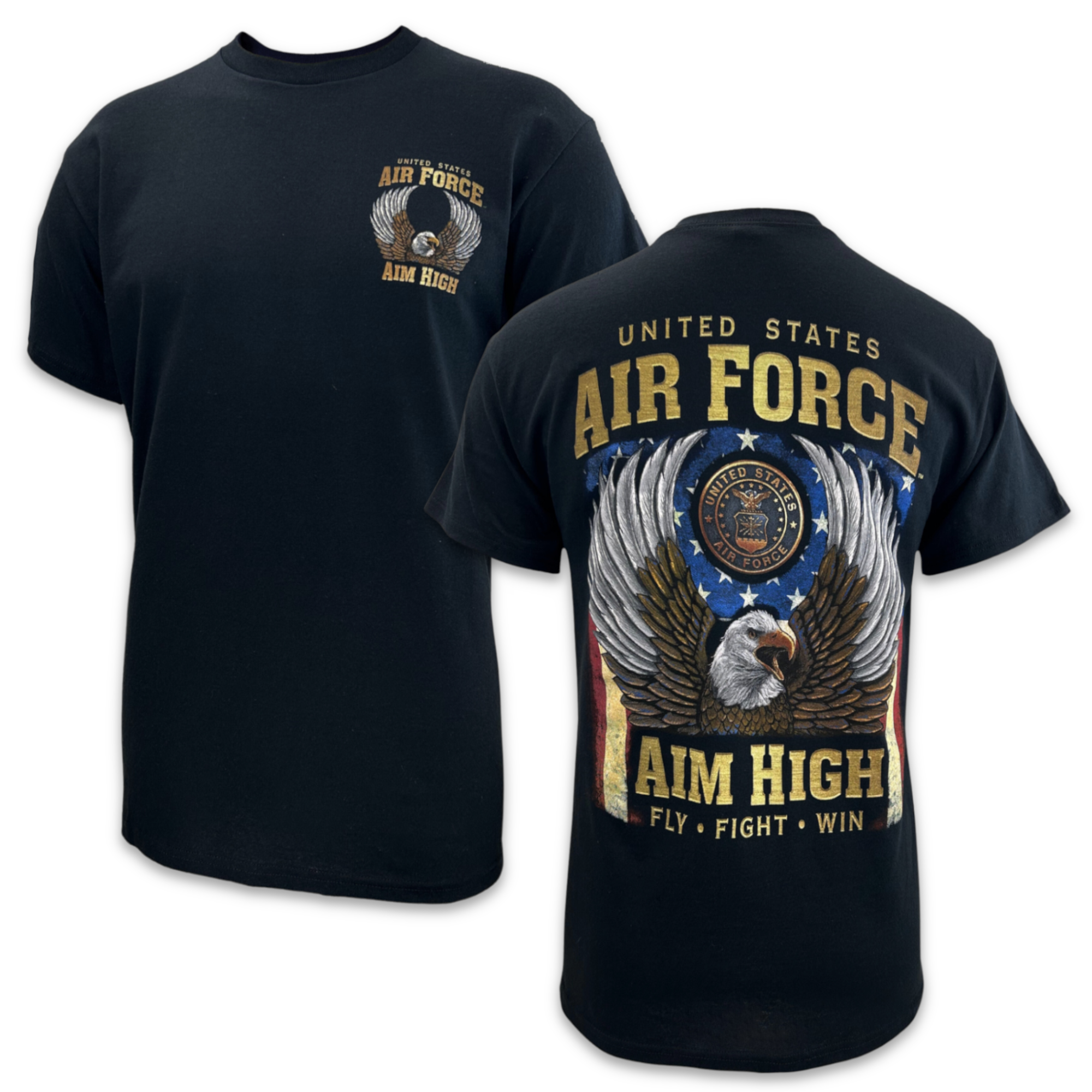 Air Force Gold Eagle Aim High T-Shirt (Black)