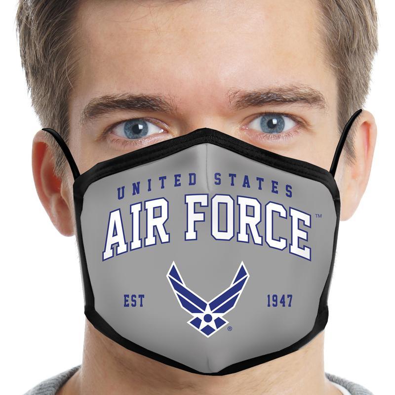 United States Air Force Arched Est. 1947 Face Mask (Grey)-Single or 3 Pack