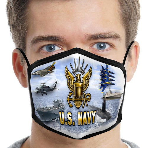 U.S. Navy Action Face Mask (Blue)-Single or 3 Pack