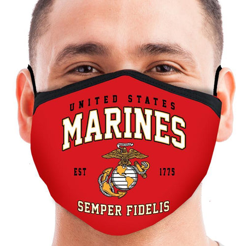 United States Marines Arched Est. 1775 Face Mask (Red)-Single or 3 Pack