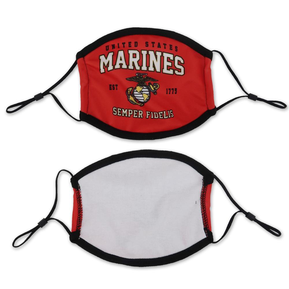 United States Marines Arched Est. 1775 Face Mask (Red)-Single or 3 Pack