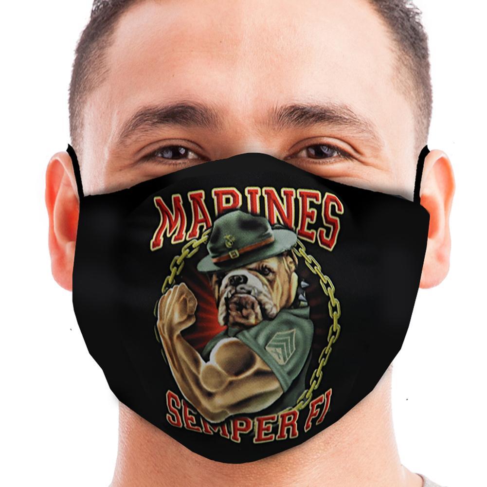 Marines Semper Fi Muscle Bulldog Face Mask (Black)-Single or 3 Pack