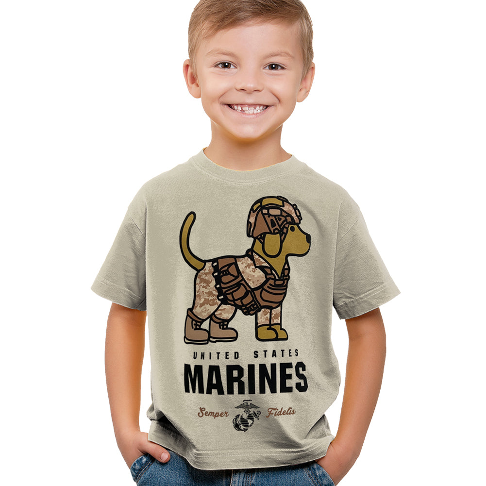 United States Marines Pup Youth T-Shirt (Tan)