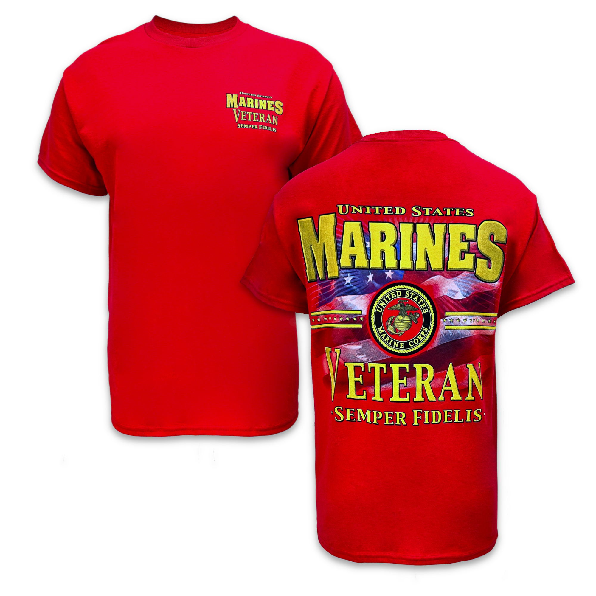 Marines Veteran Star Band T-Shirt (Red)