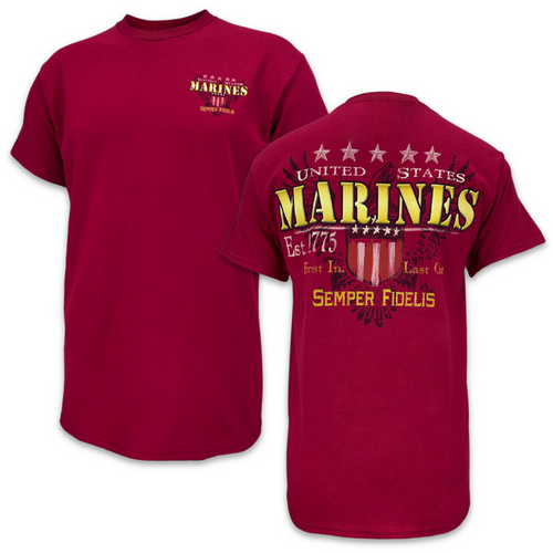 United States Marines Shield Grunge T-Shirt (Red)