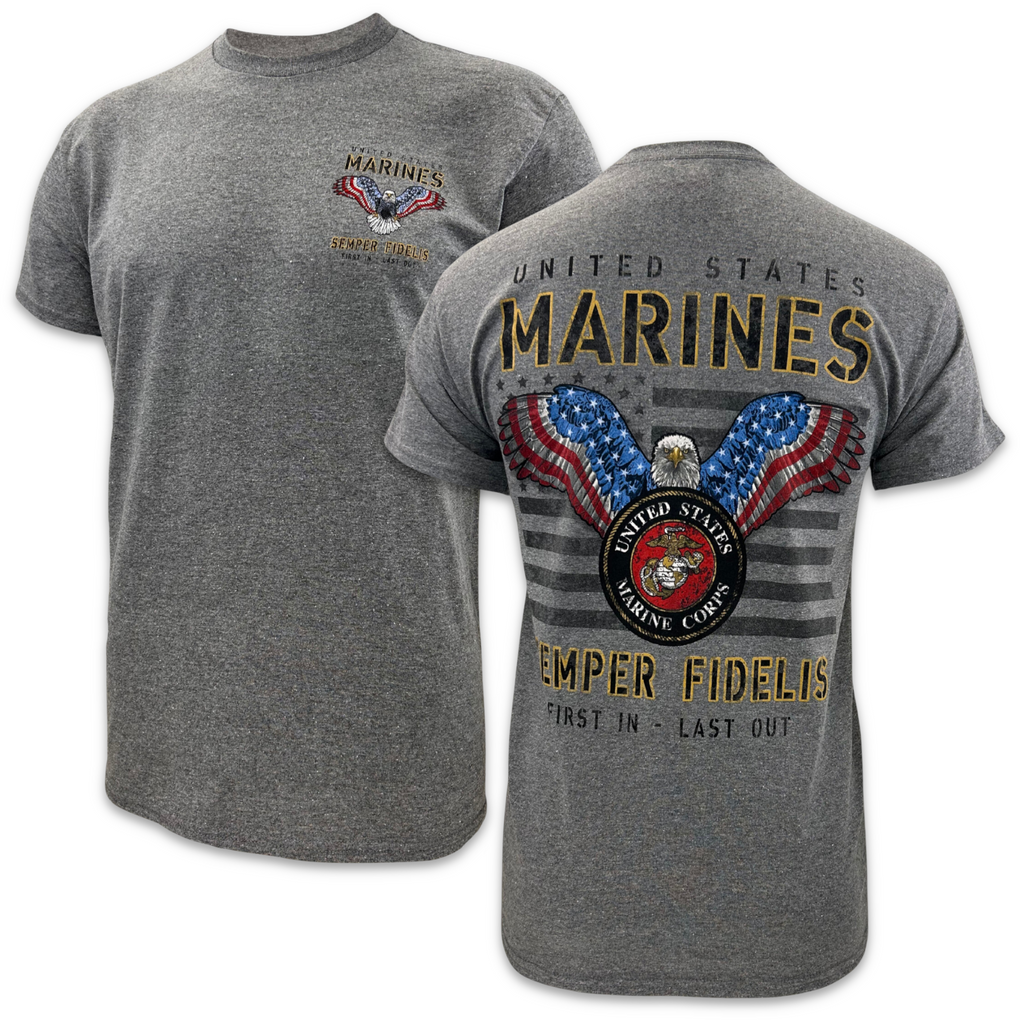 Marines Stars and Stripes T-Shirt (Graphite)