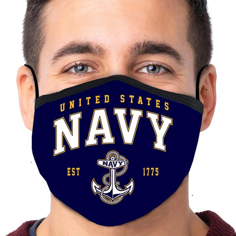 United States Navy Arched Est. 1775 Face Mask (Navy)-Single or 3 Pack