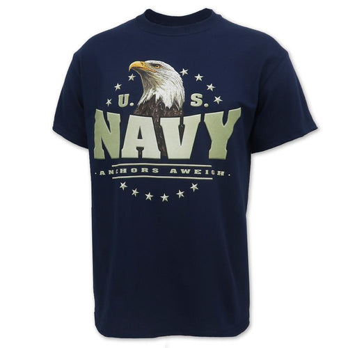 Navy Eagle Head Anchors Aweigh T-Shirt (Navy)