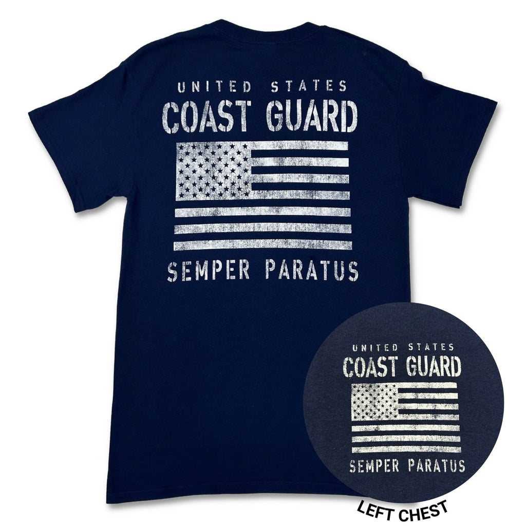 Coast Guard Distressed Flag T-Shirt (Navy)