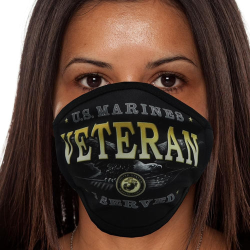 U.S. Marines Veteran I Served Face Mask (Black)-Single or 3 Pack