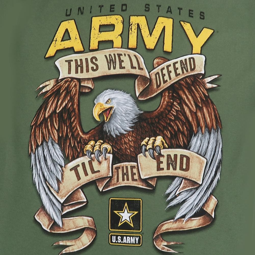 United States Army Defend Til The End T-Shirt (OD Green)