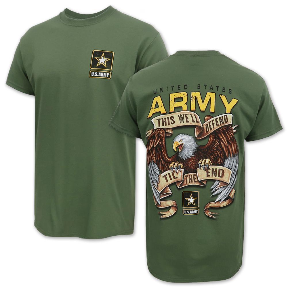 United States Army Defend Til The End T-Shirt (OD Green)