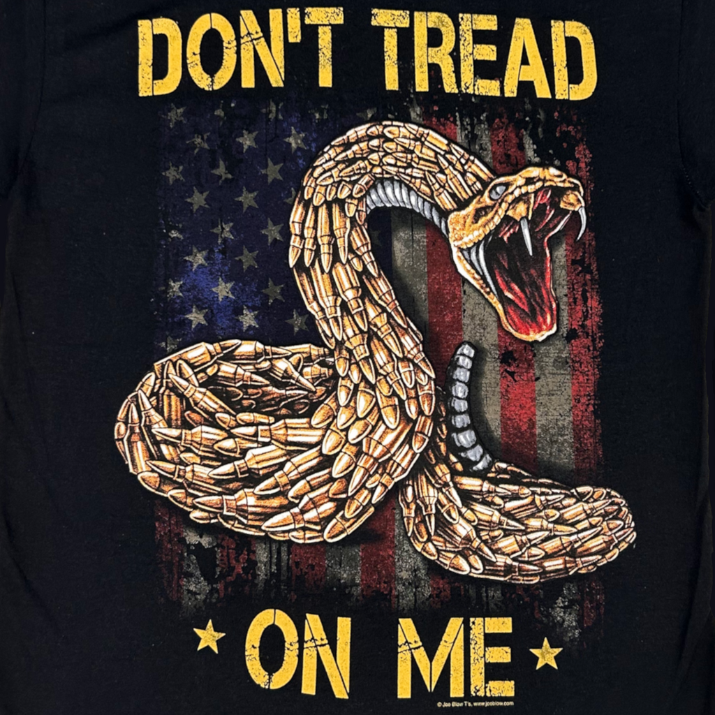 Don't Tread On Me Worn Flag Snake T-Shirt (Black)