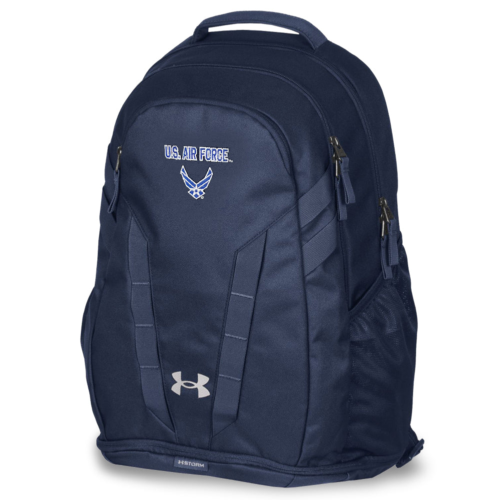 U.S. Air Force Wings Under Armour Hustle 5.0 Backpack (Navy)