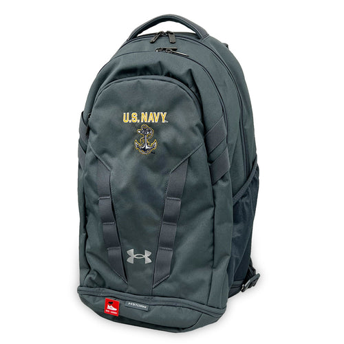 U.S. Navy Anchor Under Armour Hustle 5.0 Backpack (Grey)