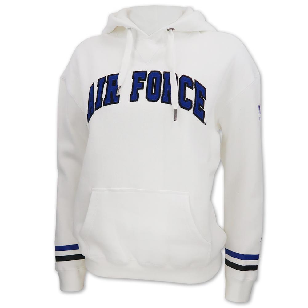 Air Force Ladies Tackle Twill Fleece Stripe Hood (White)