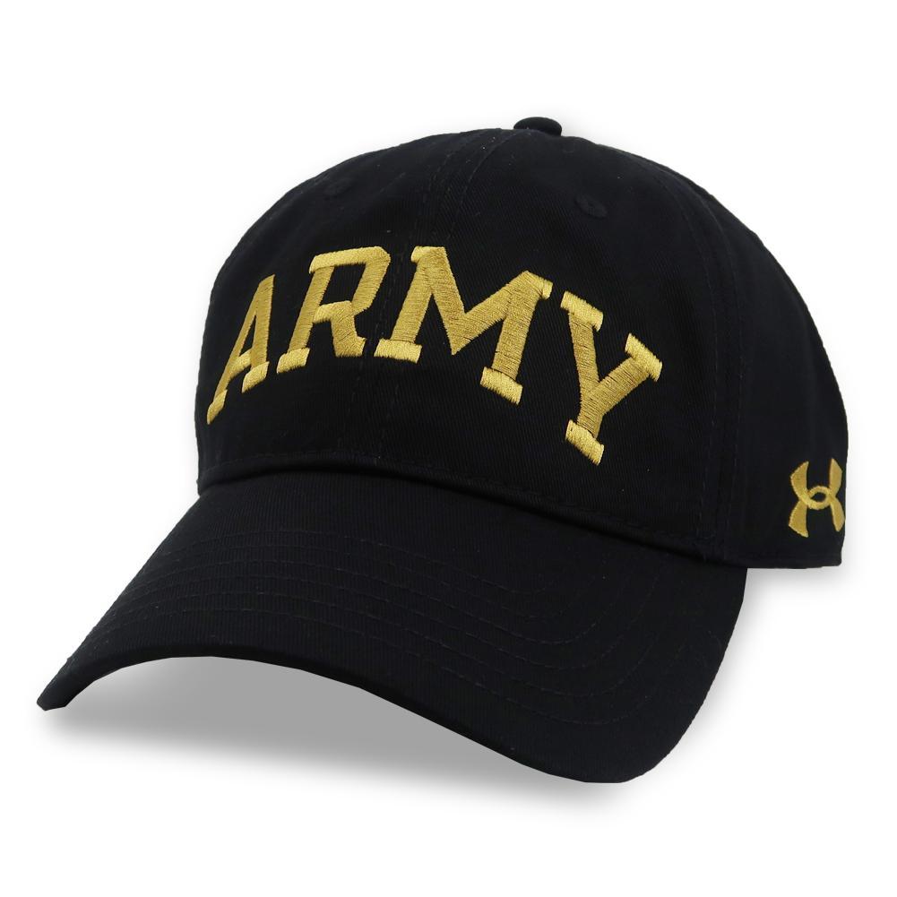 Army Under Armour Garment Washed Cotton Adjustable Hat (Black)