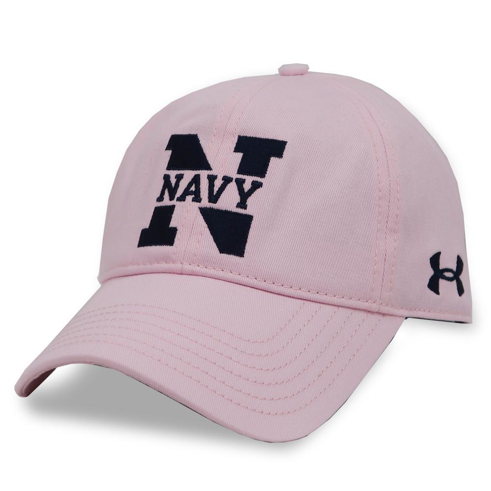 Navy Ladies Under Armour N Garment Washed Cotton Hat (Pink)