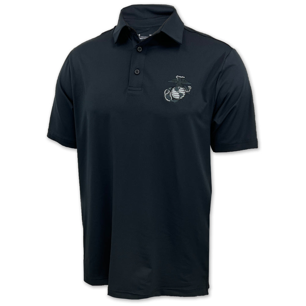 Marines Under Armour Tonal EGA Performance Polo (Black)