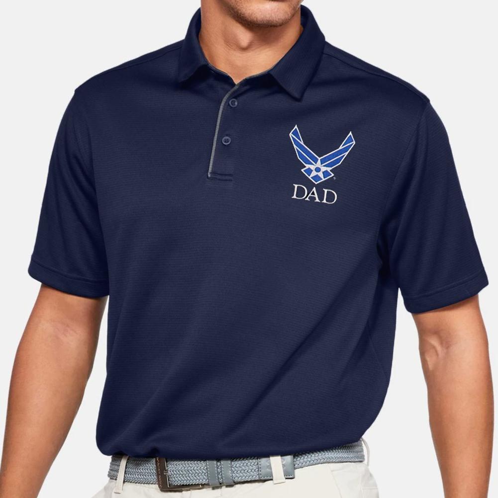 Air Force Wings Dad Under Armour Tech Polo (Navy)