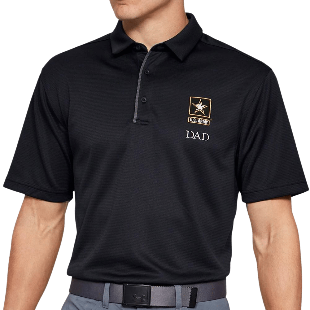 Army Star Dad Under Armour Tech Polo (Black)