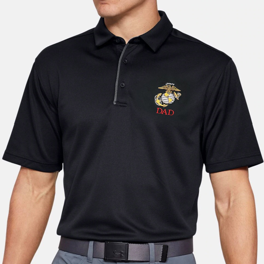 Marines EGA Dad Under Armour Tech Polo (Black)